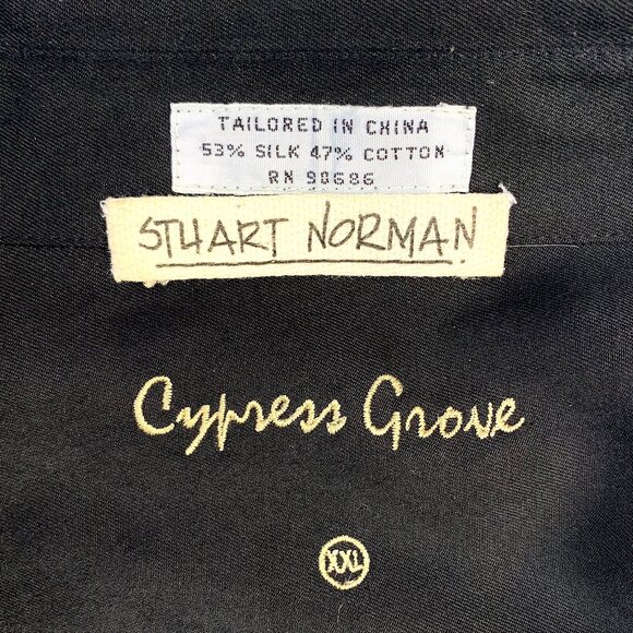 Men’s Cypress Grove Silk/Cotton Blend Long Sleeve Button Down Shirt, Black XXL - Picture 5 of 8